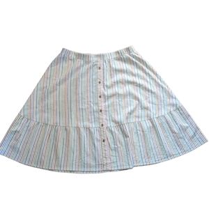 Lane Bryant ruffled midi skirt with multicolor stripes & front buttons sz 18/20